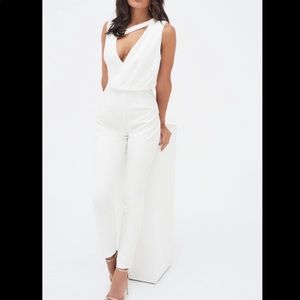 Lavish Alice White Drape Layer Jumpsuit 6 New